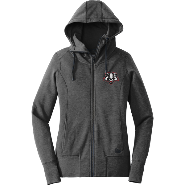 Scary Badgers New Era Ladies Tri-Blend Fleece Full-Zip Hoodie